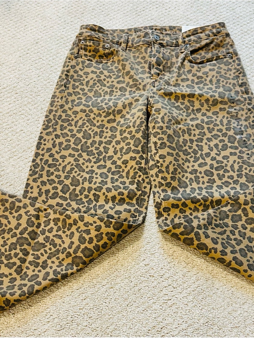 American Eagle Outfitters Leopard Print Straight Leg Jeans - Brown/Black